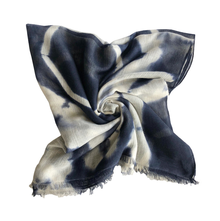 Denis Colomb Song Tie Dye Shawl White+Indigo
