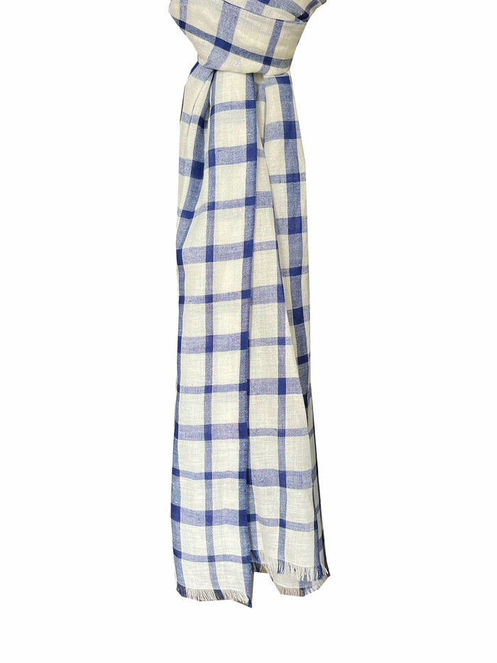 Denis Colomb St. Tropez Plaid White + Blue Nuit
