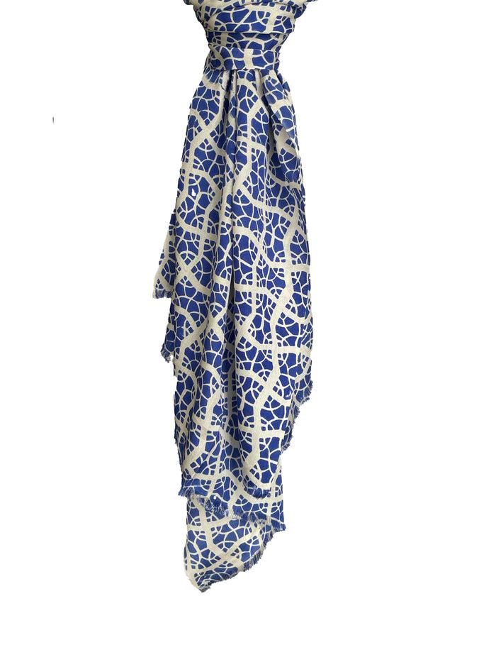 Denis Colomb Tangiers Scarf Berber Blue + White