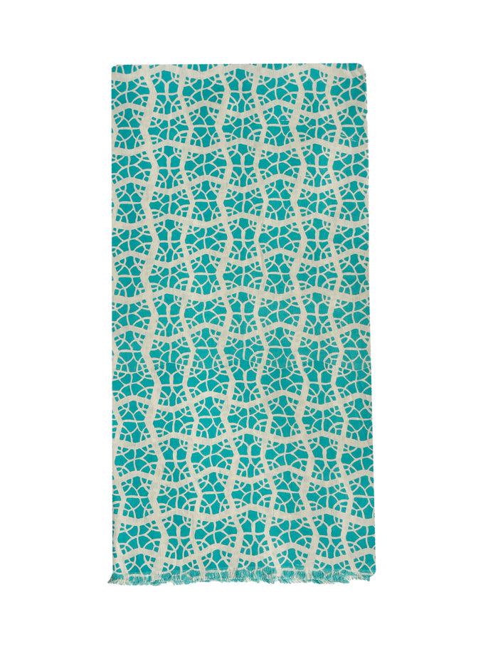 denis colomb Tangiers Scarf White + Sea Turquoise