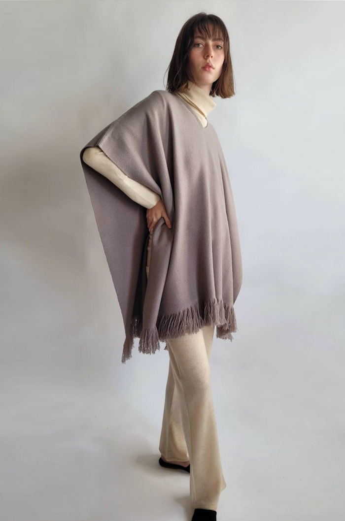 Denis Colomb Women's Classic Poncho Dust Brown