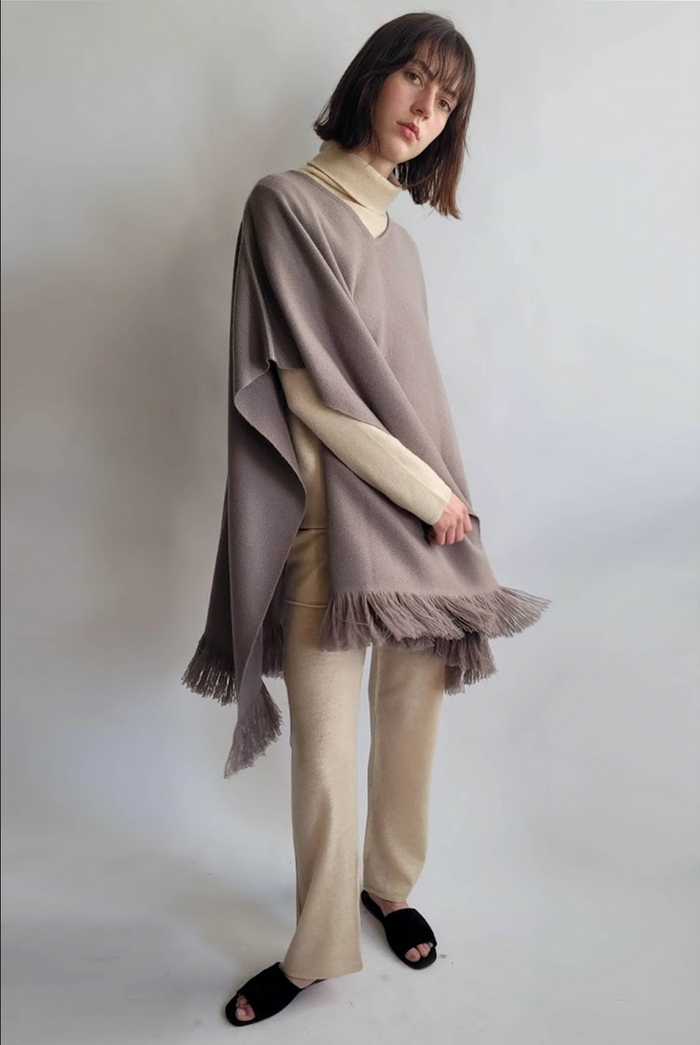 Denis Colomb Women's Classic Poncho Dust Brown