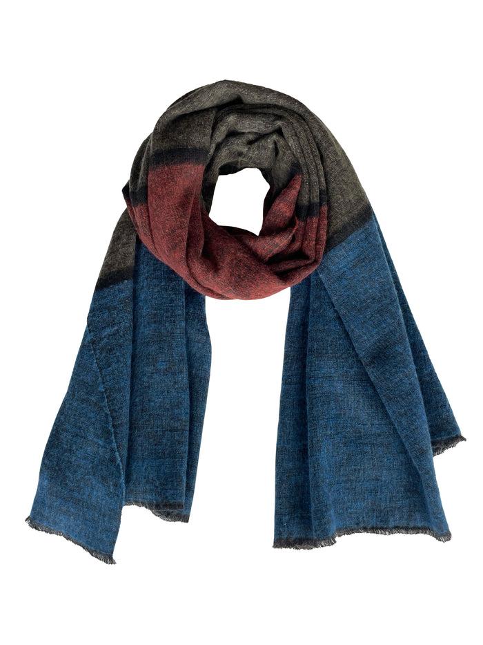 Denis Colomb Dolpo Ndebele Shawl New Blue + Ardoise + Red Orche + Black