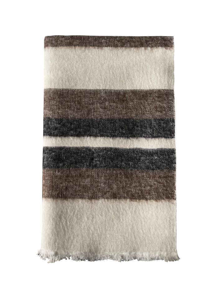 denis colomb Dolpo Stripe Shawl White+Black+Natural Brown