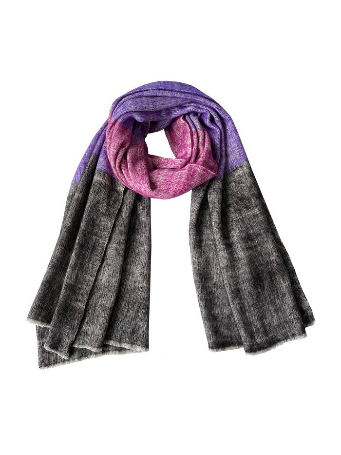 Denis Colomb Dolpo Tribal Shawl Black + Cardinal Purple + Hollyhock
