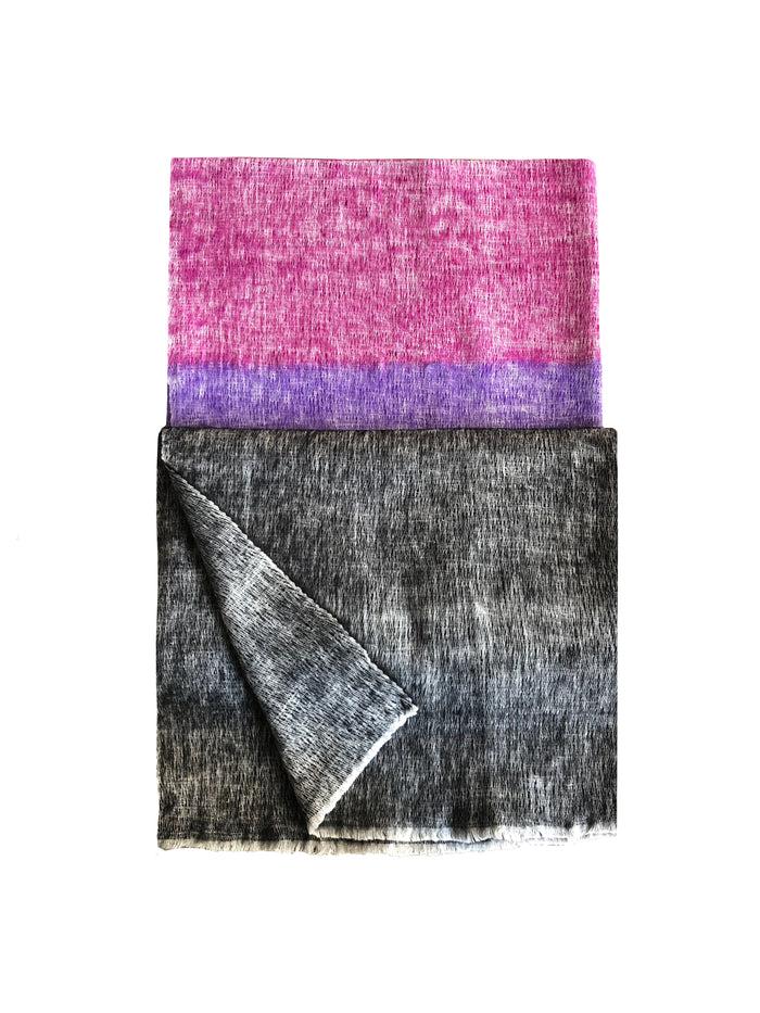 denis colomb Dolpo Tribal Shawl Black + Cardinal Purple + Hollyhock