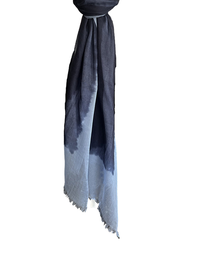 Denis Colomb Feather Peacock Shawl Midnight Blue + Pale Sapphire