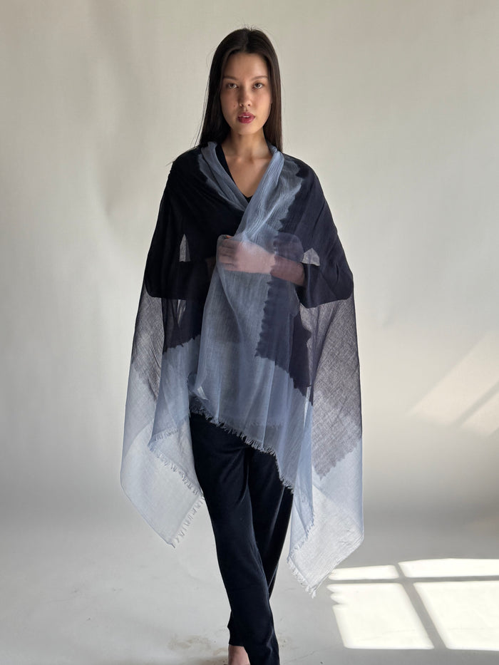 denis colomb Feather Peacock Shawl Midnight Blue + Pale Sapphire
