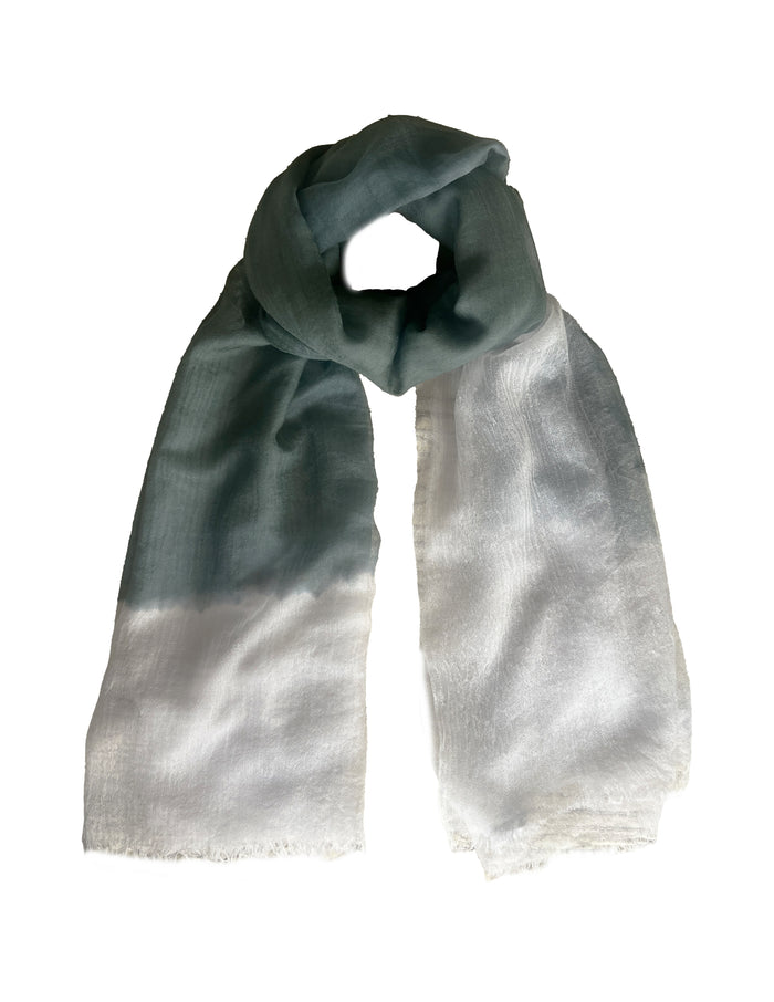 Denis Colomb Feather Peacock Shawl PEARL WHITE + DARK JADE