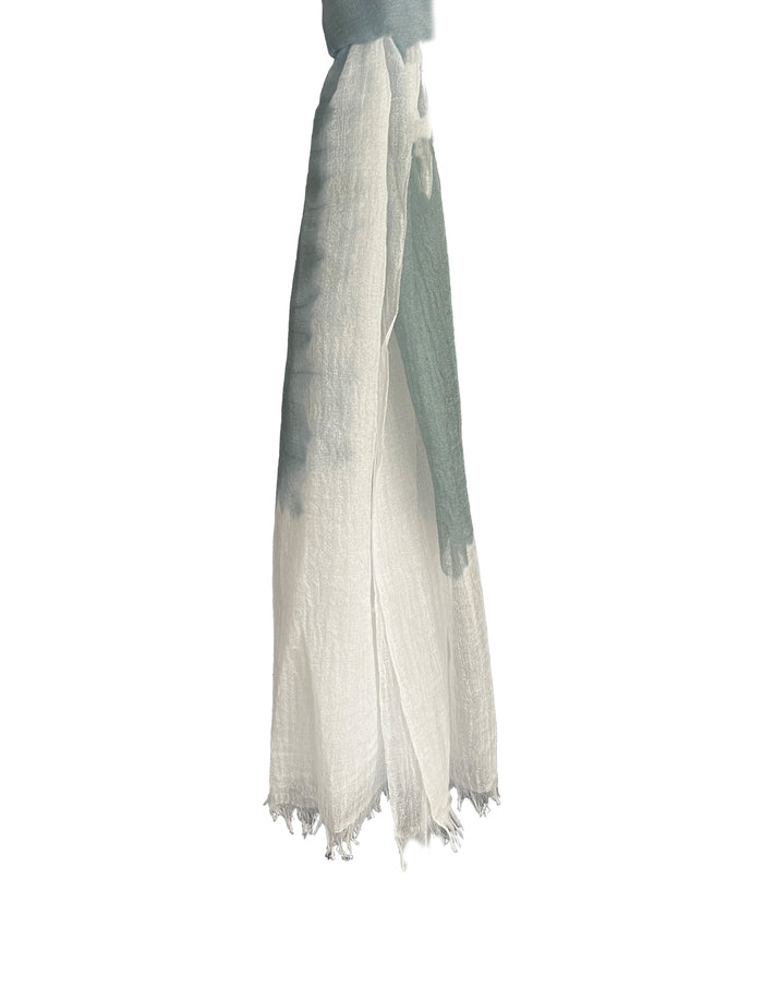Denis Colomb Feather Peacock Shawl PEARL WHITE + DARK JADE