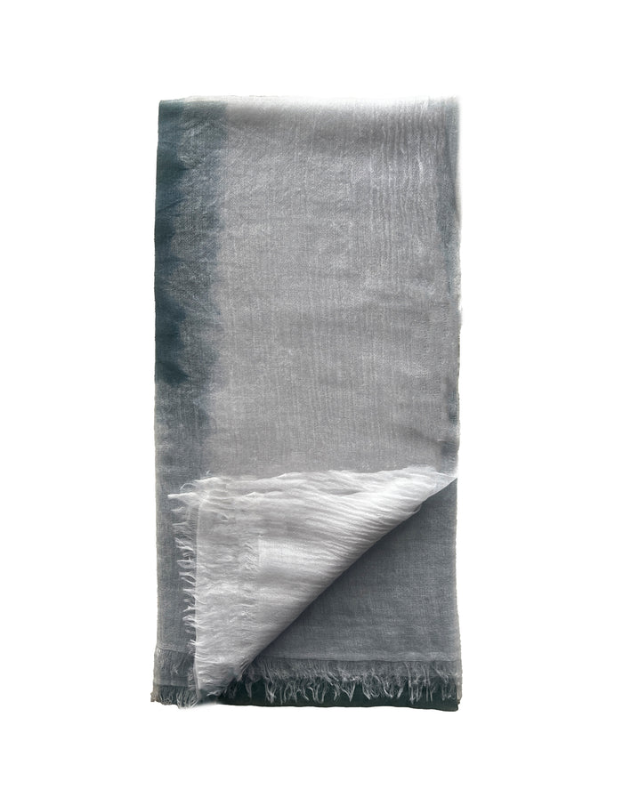 denis colomb Feather Peacock Shawl PEARL WHITE + DARK JADE