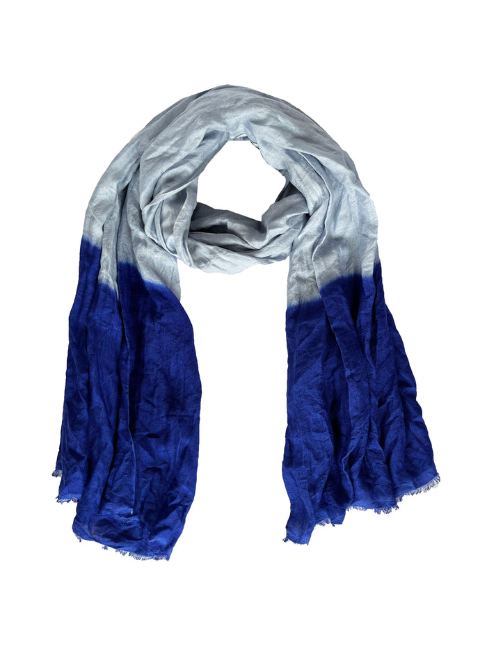 denis colomb Froisse silk dip dye desert sky blue + royal blue