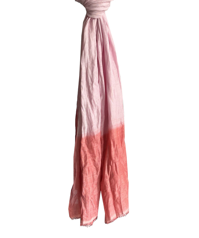 Denis Colomb Froisse Silk Dip Dye Shawl Nude + Faded Rose