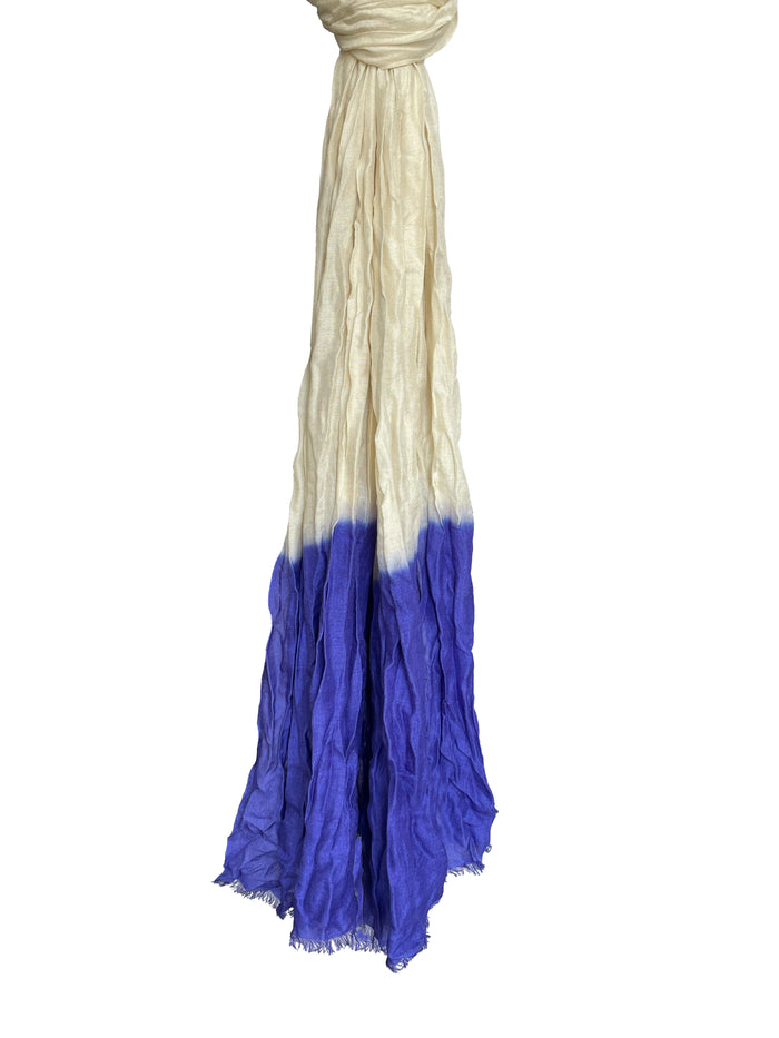 Denis Colomb Froisse Silk Dip Dye White+ Blue Cobalt
