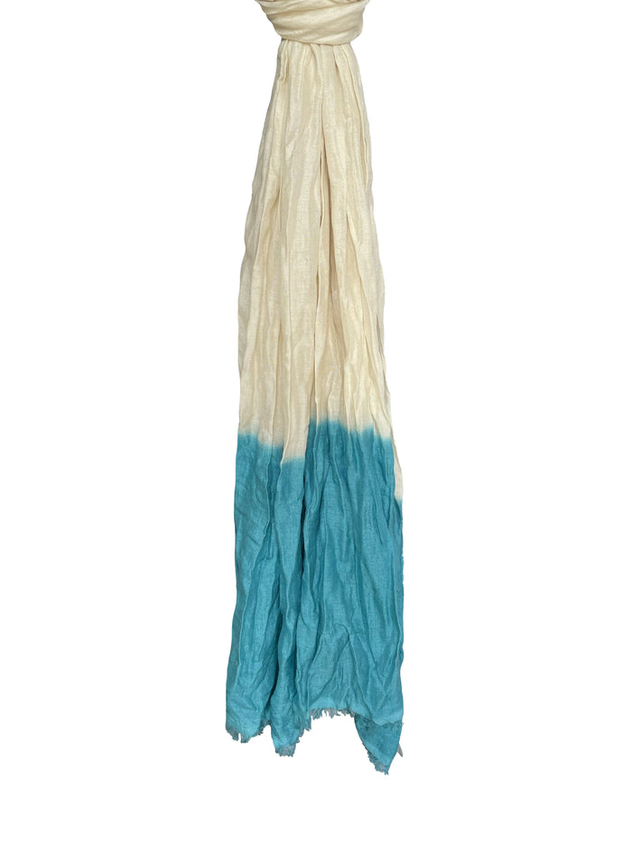 Denis Colomb Froisse Silk Dip Dye White+ Peacock Blue