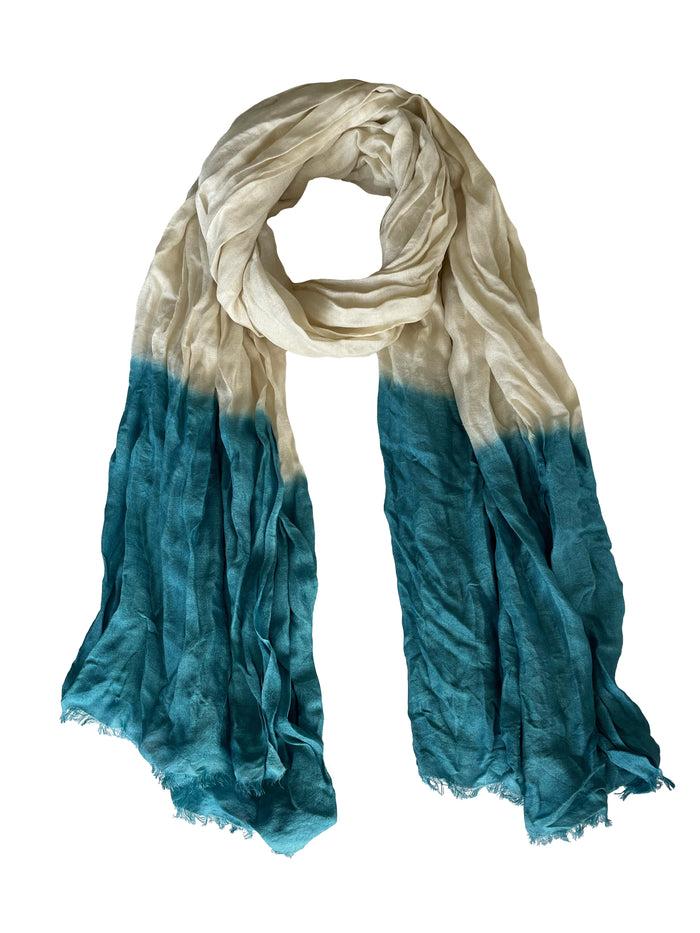 denis colomb Froisse Silk Dip Dye White+ Peacock Blue