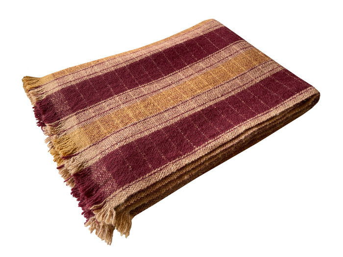 denis colomb Gobi Plaid Nomad with Fringe Natural+Tibetan Red Monk+Orange Yellow