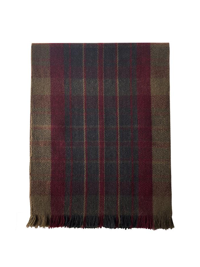 denis colomb Gobi Plaid Scarf Dark Khaki Brown+Tibetan Red Monk+Charcoal