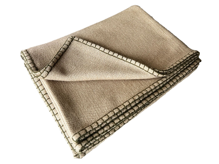 denis colomb Gobi Stitched Edge Blanket/available for special order Natural Camel with stitching