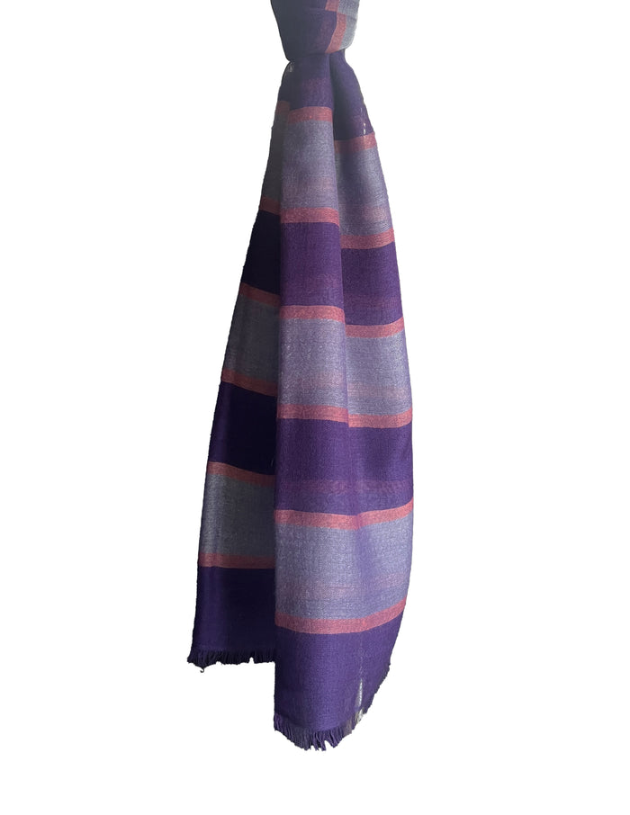 Denis Colomb Hampi Shawl INDIGO + PALE SAPPHIRE + PALE CORAL