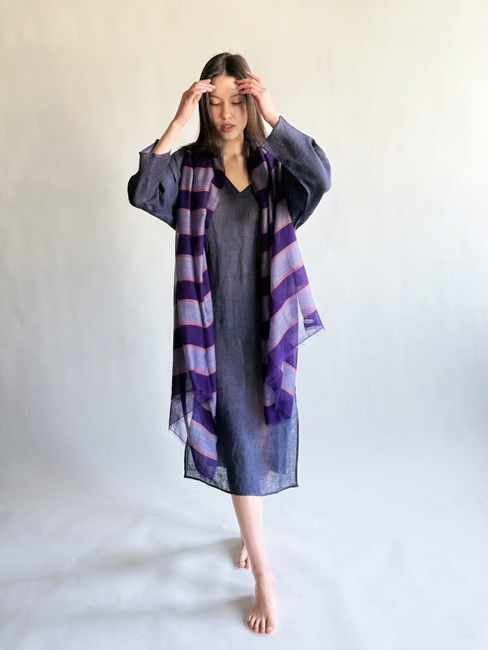 denis colomb Hampi Shawl INDIGO + PALE SAPPHIRE + PALE CORAL