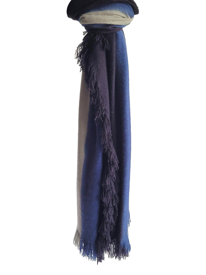 Denis Colomb Hausa Tie Dye Stole Cobalt Blue + Elephant Skin + Black