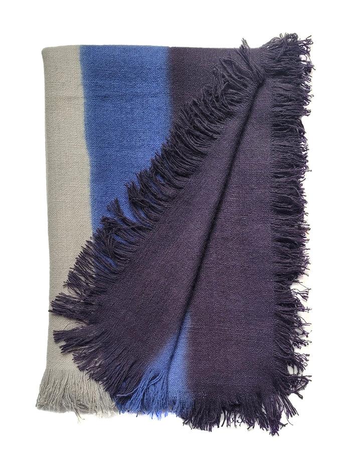 denis colomb Hausa Tie Dye Stole Cobalt Blue + Elephant Skin + Black