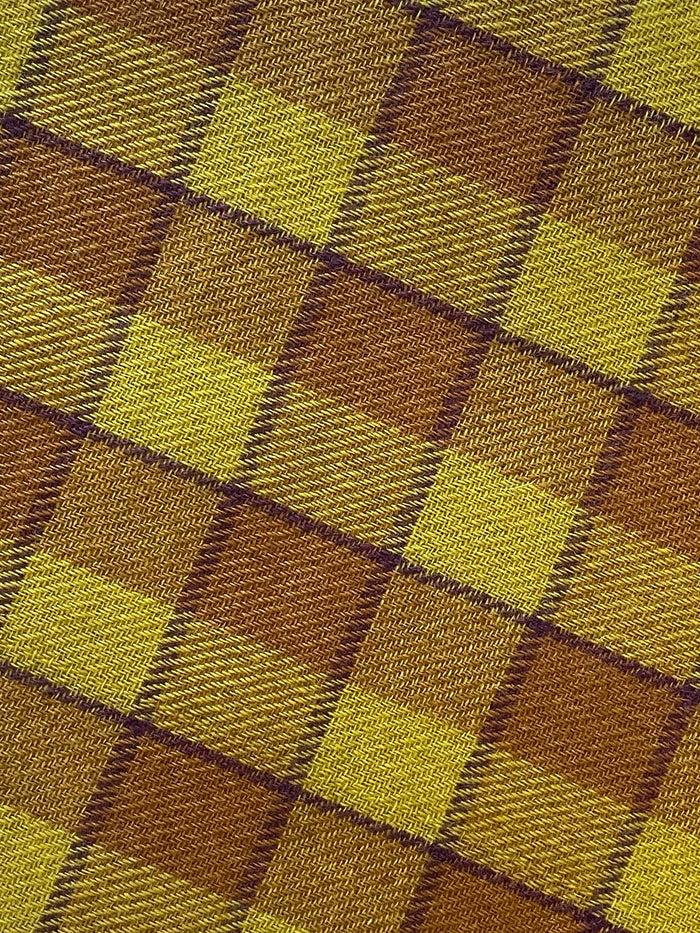 Denis Colomb Himalaya Checks Stole Anis + Dark Golden Brown + Fig