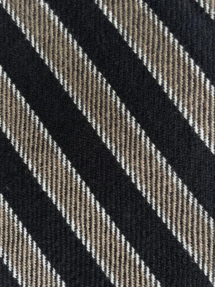 Denis Colomb Himalaya Stripe With Fringe Stole Black + Mocha + White Line
