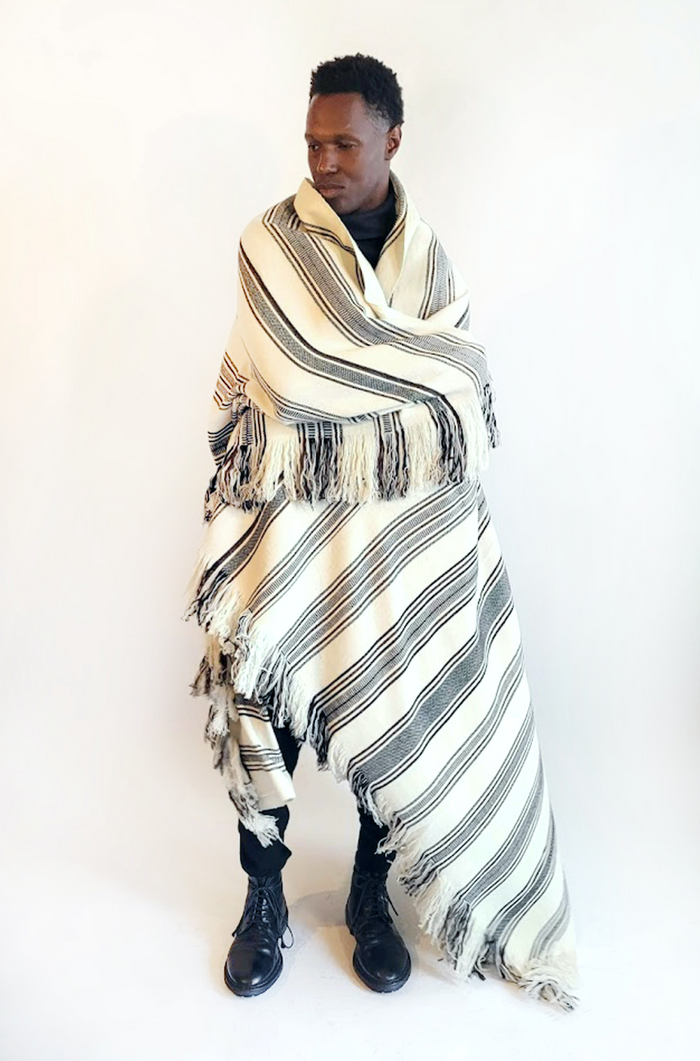 Denis Colomb Himalayan Tibet Blanket 8 Ply/available For Special Order White + Seal Brown + Black