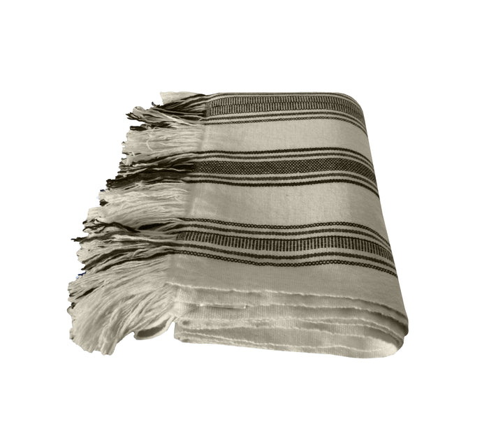 denis colomb Himalayan Tibet Blanket 8 ply/available for special order White + Seal Brown + Black