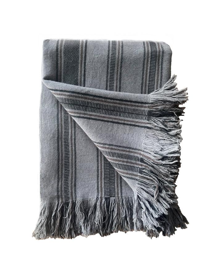 Denis Colomb Himalayan Tibet Blanket Bleu Gris+ Seal Brown+Black