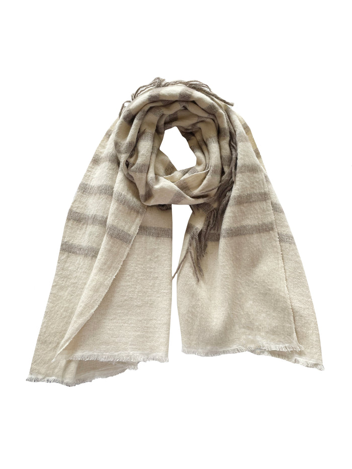 Denis Colomb Hokkaido Tawa Stole White+Natural Brown