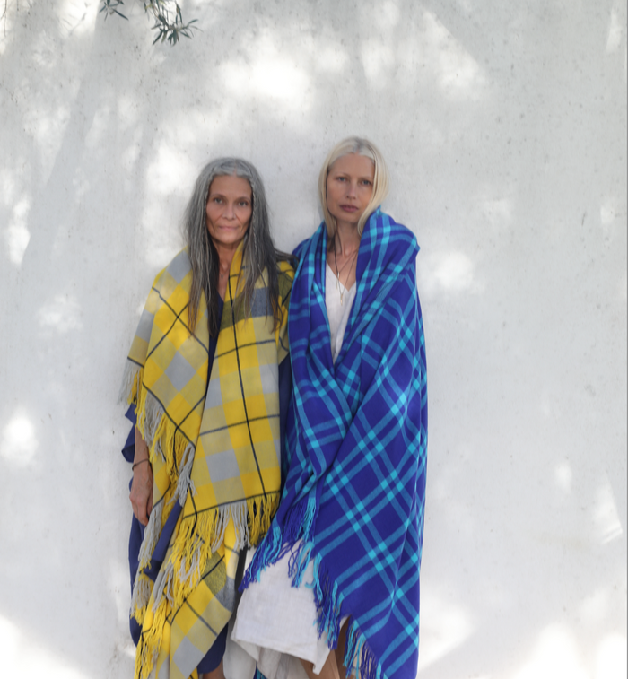 Denis Colomb Horo Blanket Light Grey+ Lemon + Indigo + Mediterranean Blue