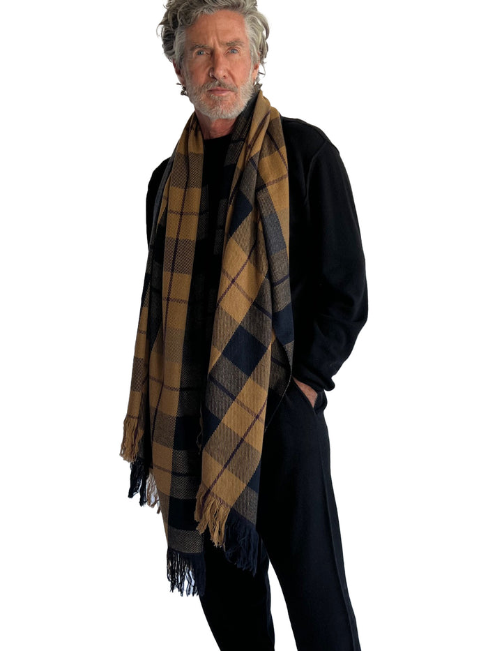 denis colomb Horo Shawl Moutarde + Midnight Blue + Dark Fig + Burnt Tea Leaves