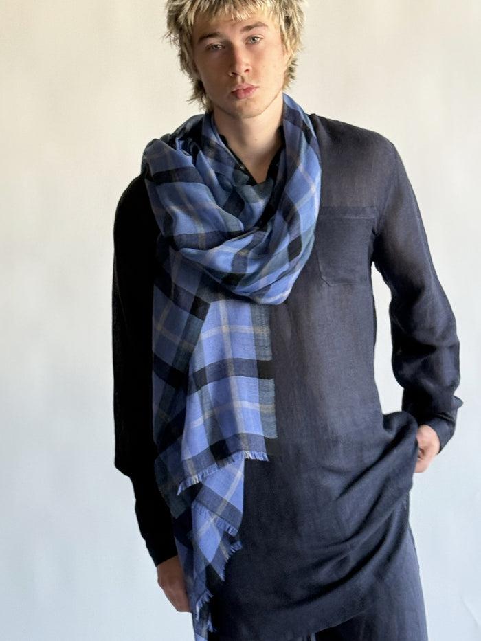 Denis Colomb Hydra Shawl BLACK+PEARL GREY+ULTRAMARINE