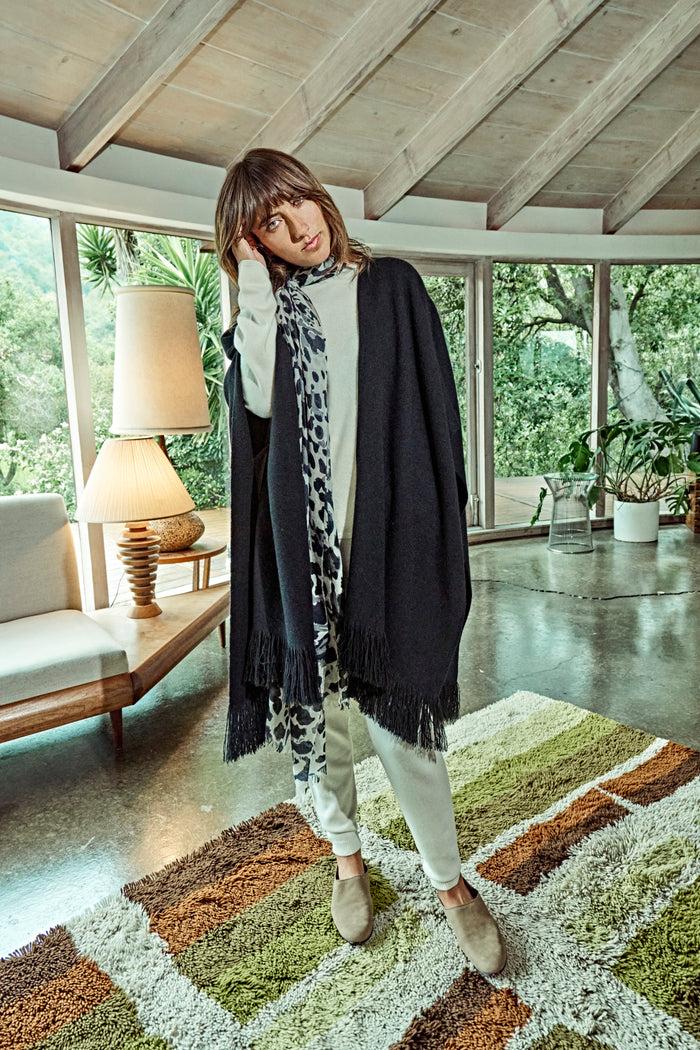 Denis Colomb Jaguar Toosh Shawl Moonbeam + African Night + Rhino Grey