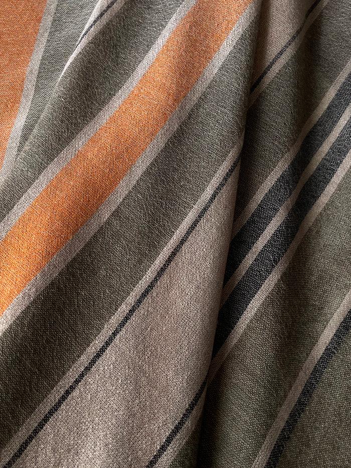 Denis Colomb Kirat Stripe Shawl Cinder+Earth Green+Tibetan Orange+Black