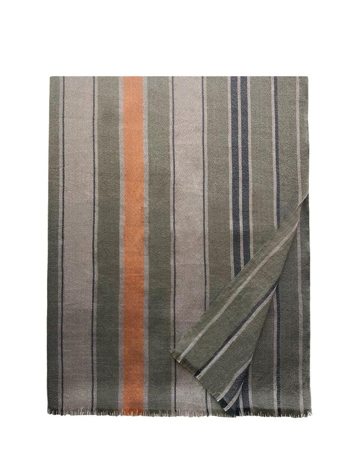 denis colomb Kirat Stripe Shawl Cinder+Earth Green+Tibetan Orange+Black