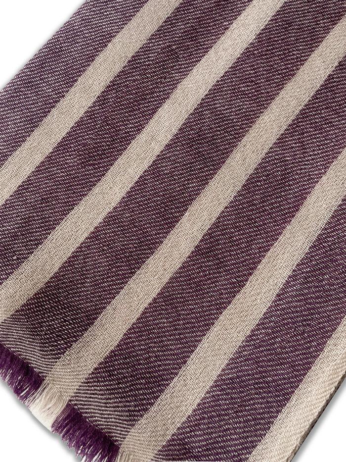 Denis Colomb Kirat Two Color Stripe Stole Ficelle + Plum Purple