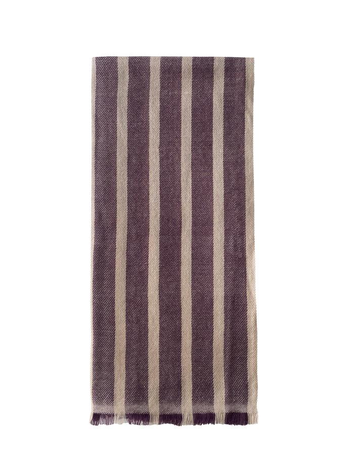 denis colomb Kirat Two Color Stripe Stole Ficelle + Plum Purple