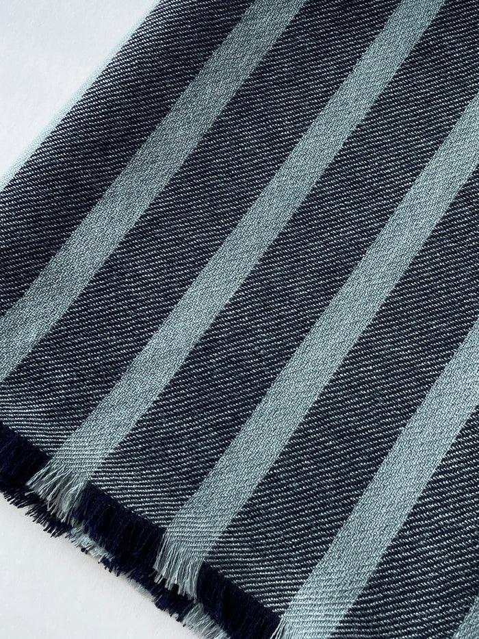 Denis Colomb Kirat Two Color Stripe Stole Smokey Blue+Midnight Blue