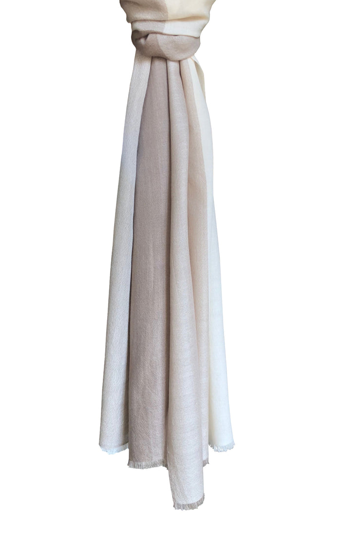 Denis Colomb Kiri Two Tone Checks Stole Cream Pink + Cinder