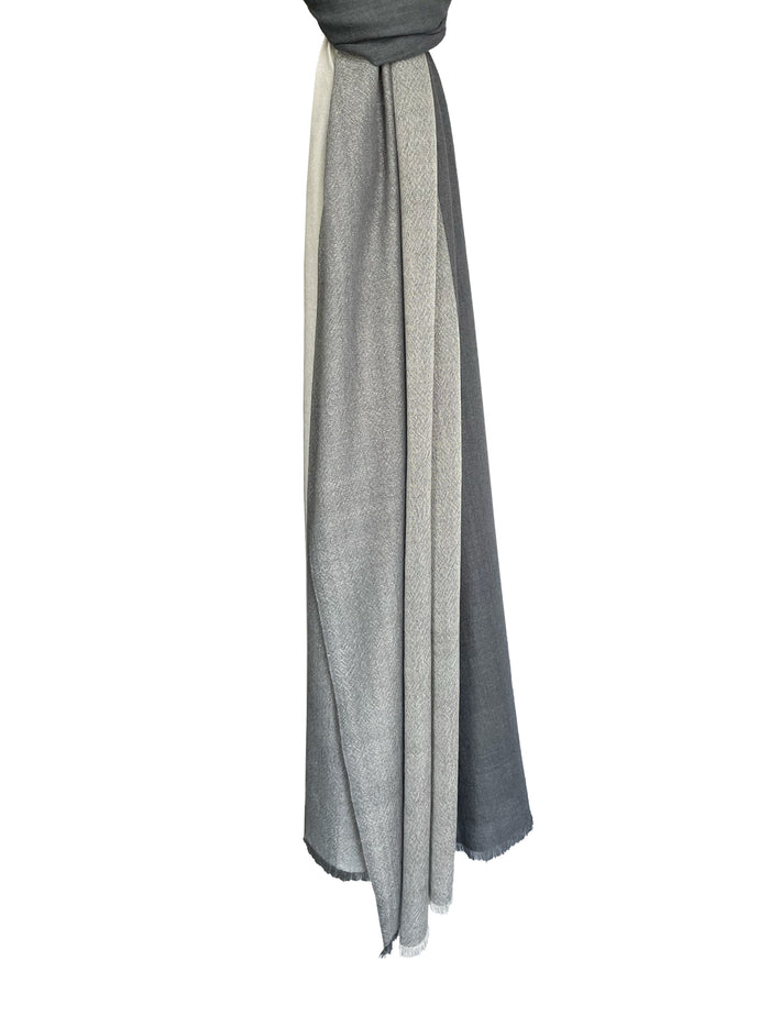 Denis Colomb Kiri Two Tone Checks Stole Light Grey + Moonless Night