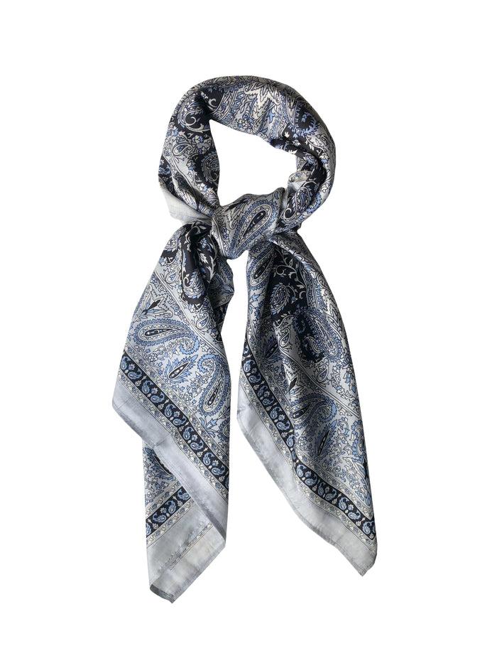 Denis Colomb Kolkota Paisley Foulard Grey+ Violet +Sky Blue+Black