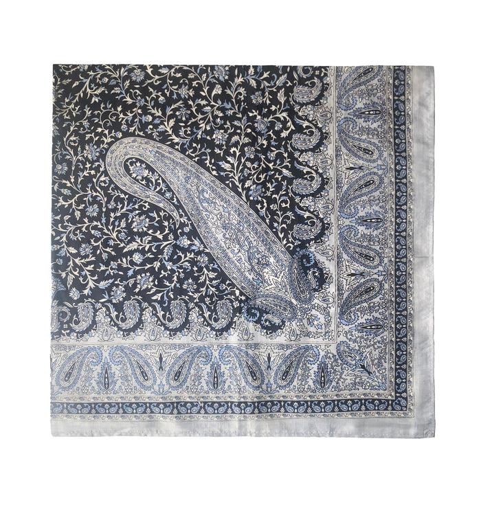 denis colomb Kolkota Paisley Foulard Grey+ Violet +Sky Blue+Black