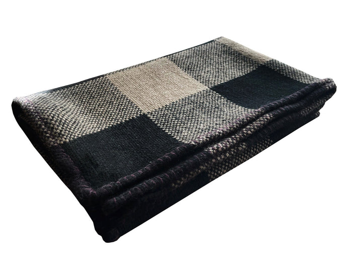Denis Colomb Kutang Plaid Blanket Natural Grey + Black + Dark Fig