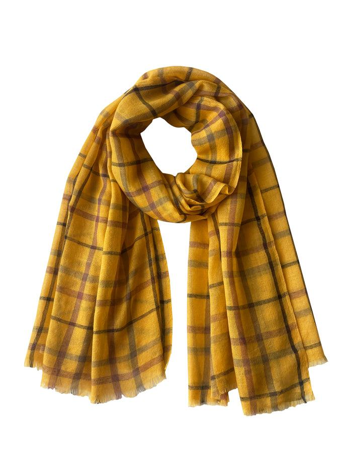 Denis Colomb Madras Plaid Stole L'or+Khaki+Chocolate Chaud+Black