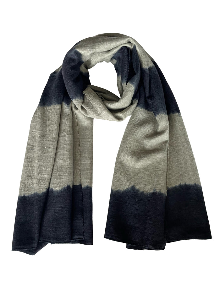 Denis Colomb Malibu Wide Stripe Stole Elephant Skin + India Ink