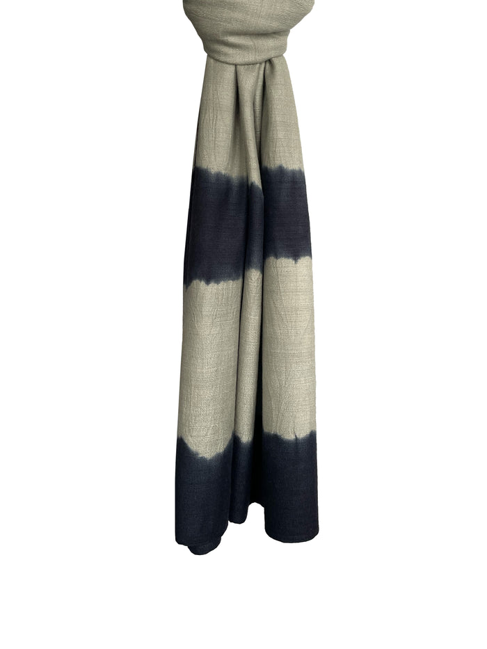 Denis Colomb Malibu Wide Stripe Stole Elephant Skin + India Ink